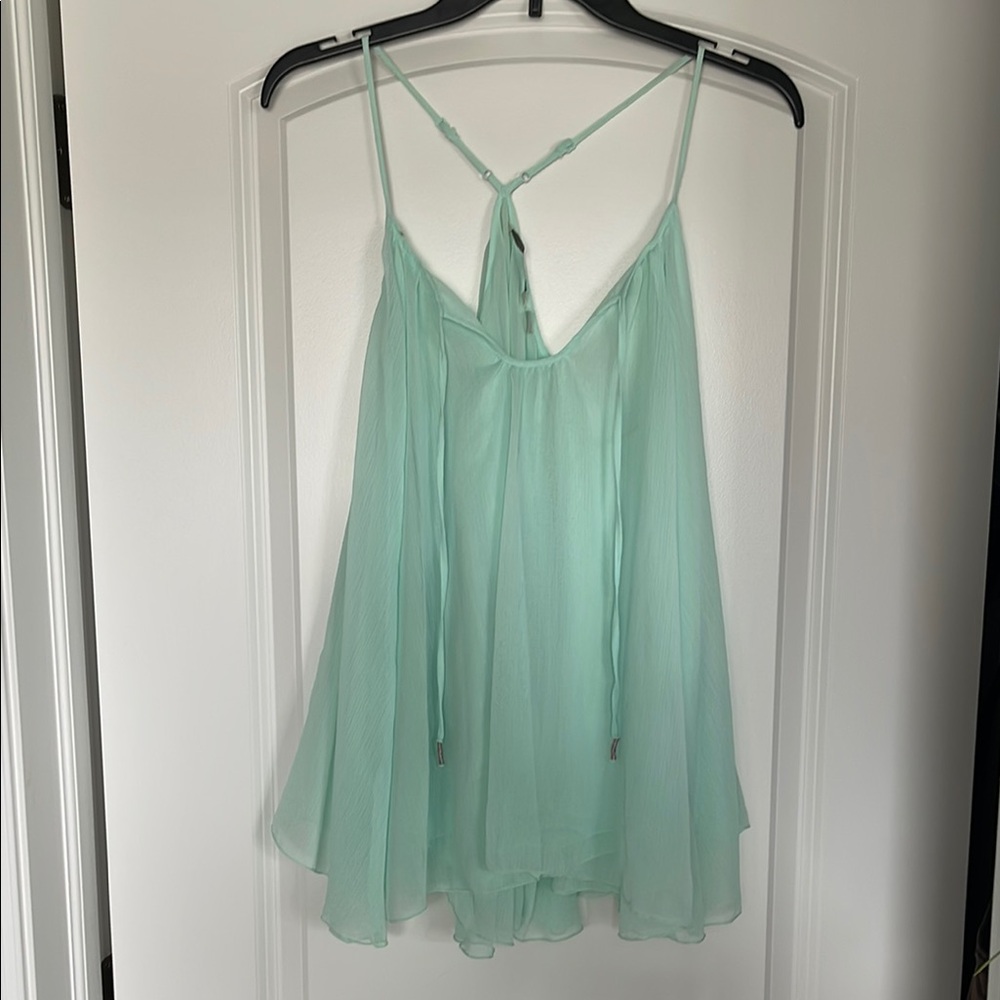 Mint Green LC Laure Conrad Chiffon Spaghetti Strap Top